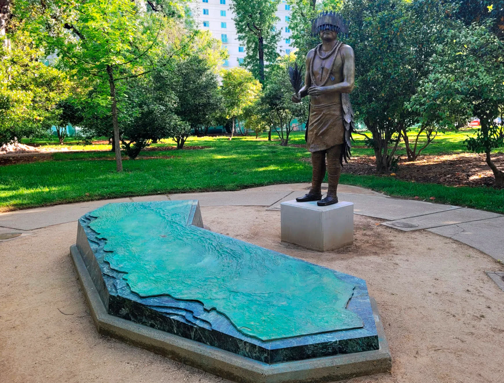 The California Native American Monument located in Capitol Park. The California Native American Monument located in Capitol Park.