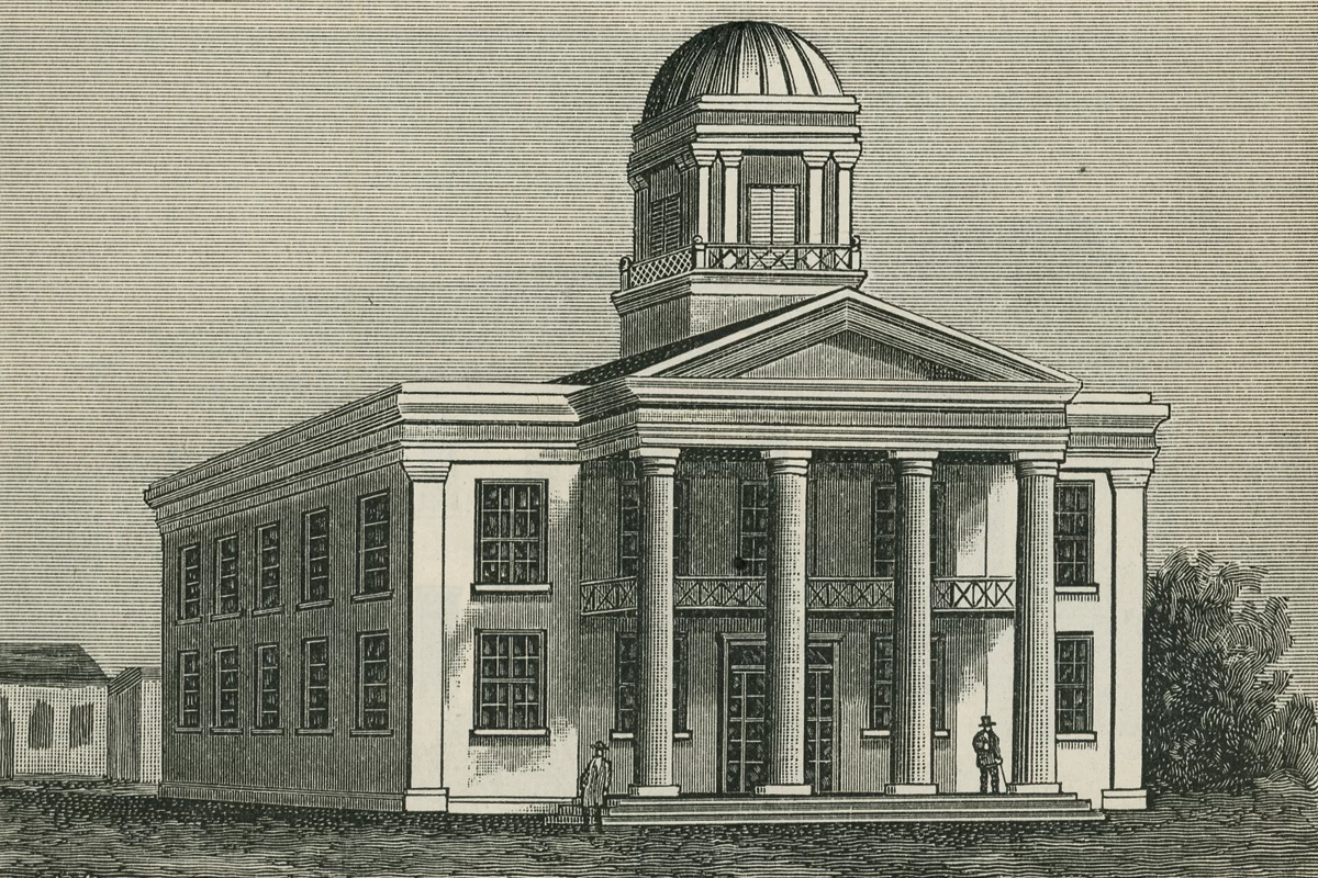 The Sacramento County Courthouse served as a temporary meeting place for legislators during the January 12th to May 4th, 1852 session. The Sacramento County Courthouse served as a temporary meeting place for legislators during the January 12th to May 4th, 1852 session.