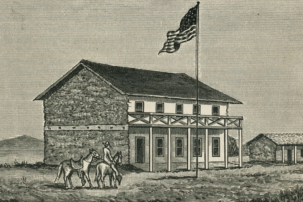 A two-storied adobe building served as the government headquarters in San Jose, California’s first capital city. A two-storied adobe building served as the government headquarters in San Jose, California’s first capital city.