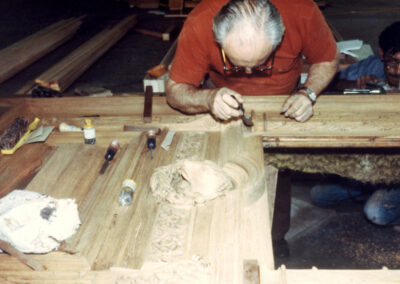 Finishing work on one of the Capitol's original doors