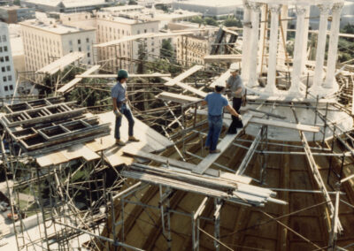 Restoration work on the upper dome