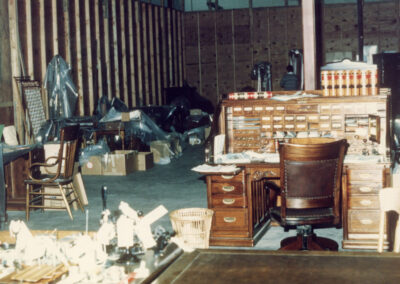 Restoration workshop with museum furniture and objects