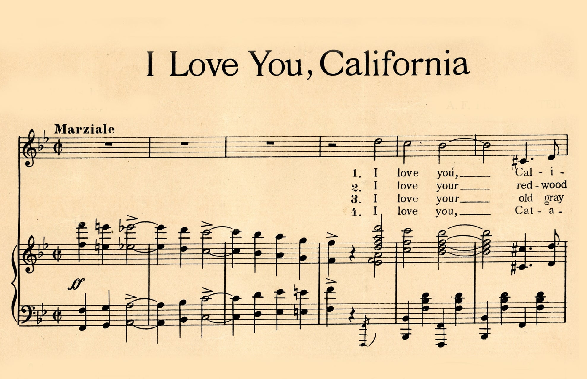 I love you California Songsheet