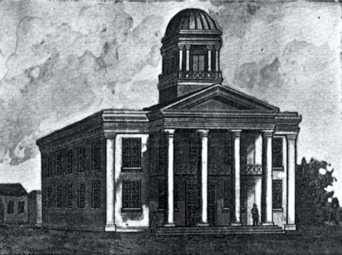 Drawing of the first CA State Capitol